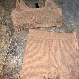 Tan Biker Short Set